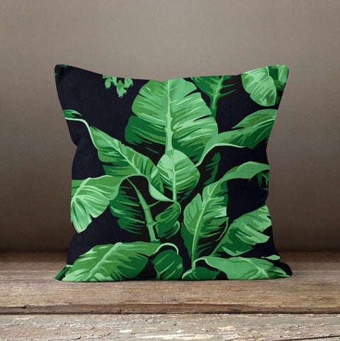 Plants Pillow Cover|Green Leaves Cushion Case|Striped Leaves Decor|Decorative Pillow Case|Boho Bedding Decor|Housewarming Palm Tree Pillow