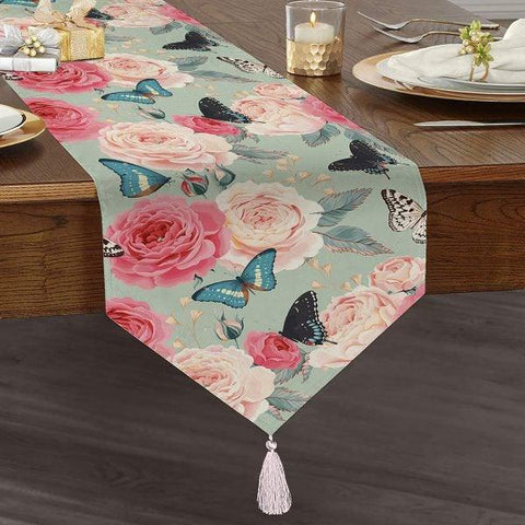 Butterfly Placemat & Table Runner|Floral Table Top|Set of 2 Floral Supla Table Mat|Round American Service Dining Underplate|Floral Coasters