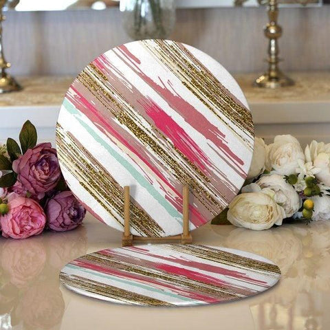 Abstract Placemat|Set of 2 Abstract Supla Table Mat|Round American Service Dining Underplate|Abstract Coasters|Dining Accessory Supla