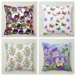 Floral Pillow Cover|Purple Cushion Case|Decorative Pillow Cover|Butterfly Home Decor |Housewarming Gift|Outdoor Pillow Cover|Violet Decor