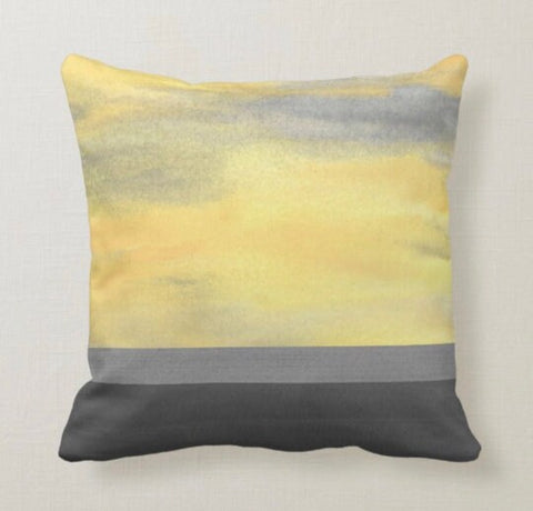 Abstract Yellow Gray Pillow Cover|Boho Bedding Home Decor|Soft Colors Throw Pillow|Housewarming Geometric Cushion Case|Outdoor Pillow Case