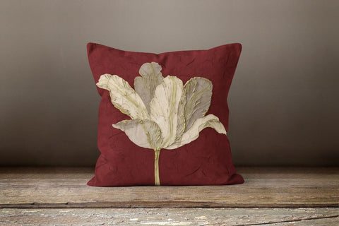 Red Floral Pillow Cover|Fall Trend Cushion Case|Decorative Throw Pillow Case|Boho Bedding Decor|Housewarming Farmhouse Style Pillow Case