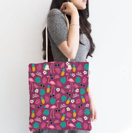 Flamingo Shoulder Bag|Pink Flamingo Fabric Handbag|Flamingo Love Special Design Handbag|Beach Tote Bag|Boho Style Women&#39;s Purse|Shopping Bag