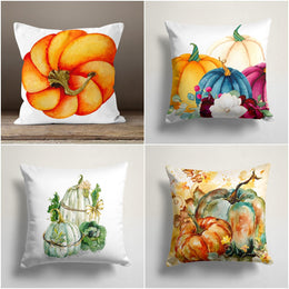 Fall Trend Pillow Cover|Pumpkin Throw Pillow Top|Autumn Cushion Case|Floral Pumpkin Home Decor|Housewarming Farmhouse Style Pillow Cover
