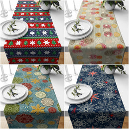 Christmas Table Runner|Winter Trend Table Top|Snowflake Print Table Decor|Xmas Design Table Runner|Christmas Home Decor|Winter Table Top