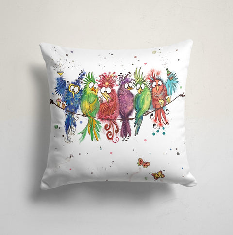 Bird Pillow Case|Bird and Dry Leaves Pillow Cover|Decorative Birds and Berries Cushion Case|Housewarming Farmhouse Style Fall Pillow Top
