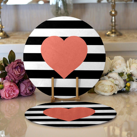 Striped Heart Placemat|Set of 2 Heart Supla Table Mat|Valentine&