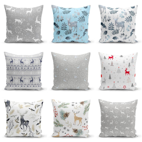 Christmas Pillow Cover|Christmas Deer Home Decor|Winter Trend Cushion Cover|Housewarming Xmas Gift Idea|Christmas Deer Throw Pillow Cover
