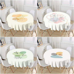 Onedraw Tablecloth|Abstract Flower and Leaves Round Table Linen|Farmhouse Kitchen Decor|Round Shapes Print Table Top|Circle Abstract Table