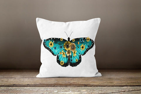 Butterfly Pillow Case|Butterfly Print Cushion Cover|Decorative Throw Pillow Top|Housewarming Boho Pillow Cover|Farmhouse Porch Cushion Case
