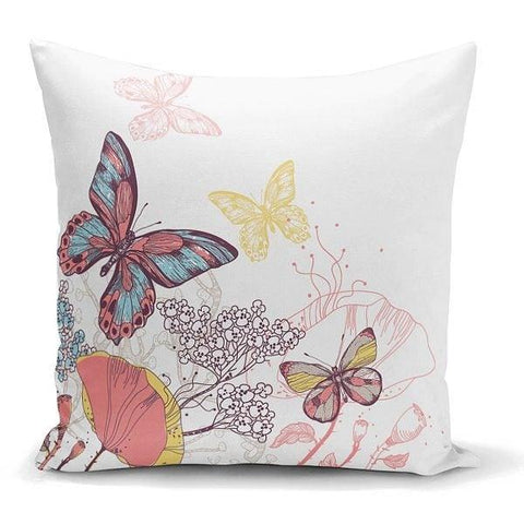 Butterfly Pillow Case|Colorful Butterfly Cushion Cover|Decorative Throw Pillow Top|Housewarming Boho Pillow Top|Farmhouse Porch Cushion Case