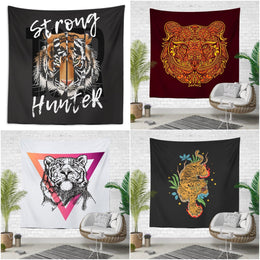 Tiger Wall Tapestry|Animal Print Wall Hanging Art Decor|Housewarming Square Fabric Wall Decor|Decorative Strong Hunter Tiger Wall Tapestry