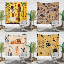 Ancient Egypt Wall Tapestry|Ancient Lords Wall Hanging Art Decor|Ethnic Symbols Fabric Wall Art|Oriental Style Wall Tapestry|Woman and Lion