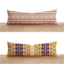Long Lumbar Pillow Case|Decorative Bolster Pillow Cover|Southwestern Farmhouse Oversized Lumbar Pillow|Geometric Design Long Bedding Decor