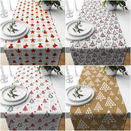 Winter Pine Tree Table Runner|Christmas Table Decor|Snowflake and Xmas Tree Gift Table Centerpiece|Winter Trend Abstract Pine Tablecloth
