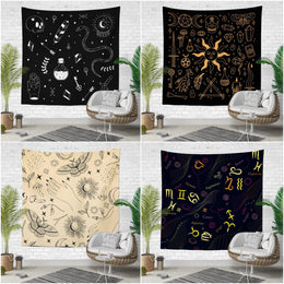 Esoteric Wall Tapestry|Esoteric Elements and Drawings Wall Hanging Art Decor|Decorative Fabric Wall Art|Zodiac Style Mystic Wall Tapestry