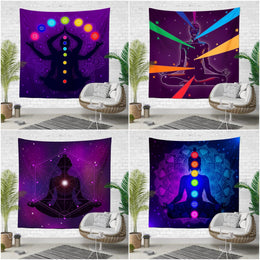 Body Chakra Wall Tapestry|Meditation Wall Hanging Art Decor|Decorative Mantra Fabric Wall Art|Oriental Style Concentration Wall Tapestry
