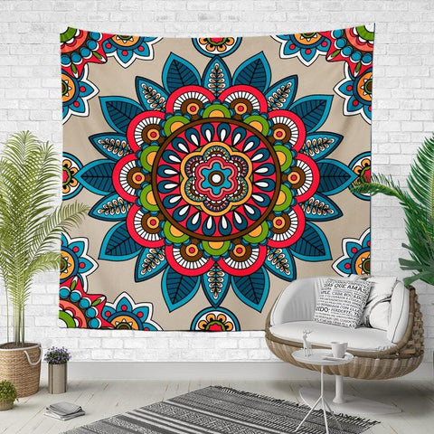 Mandala Wall Tapestry|Relaxing Geometric Design Wall Hanging Art Decor|Authentic Meditative Fabric Wall Art|Boho Style Tapestry|Wall Decor