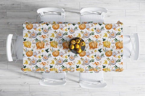Thanksgiving Tablecloth|Brown Orange and Gray Pumpkin Tabletop|Thanksgiving Quote Print Table Cover|Housewarming Farmhouse Style Table Cover