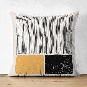 Set of 4 Abstract Pillow Covers|Onedraw Pillow Cover|Orange Gray Pillow Case|Striped Outdoor Cushion Cover|Decorative Throw Pillow Case Set
