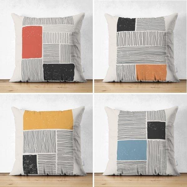 Abstract Pillow Cover Set with Gray Stripes – Akasia