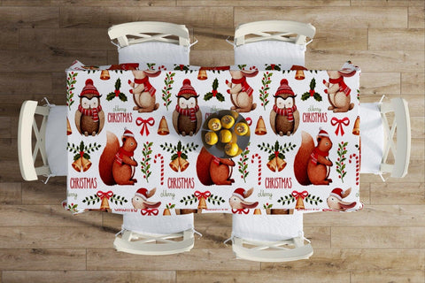 Christmas Table Cloths|Rectangle Table Cloth|Housewarming Xmas Table Cover|Kitchen Table Decor|Santa Hat, Ho Ho Table|Merry Christmas Decor