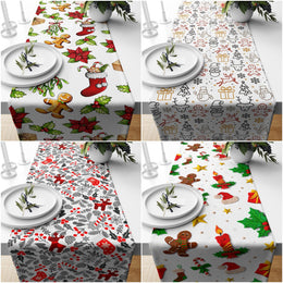 Christmas Table Runner|Winter Trend Table Runner|Xmas Kitchen and Home Decor|Xmas Stocking Table Decor|Decorative Xmas Themed Tablecloth