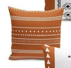 Set of 4 Scandinavian Pillow Covers and 1 Table Runner|Southwestern Home Decor|Decorative Tribal Tablecloth|Authentic Cushion and Runner Set