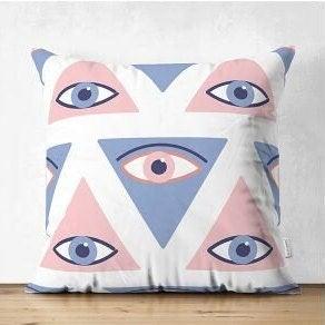 Set of 4 One Eye Pillow Covers|Abstract Pillow Cover|Hand of Fatima Pillow Case|Geometric Outdoor Cushion Cover|Decorative Throw Pillow Case