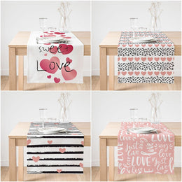 Valentine's Day Table Runner|Sweet Love Table Top|February 14 Home Decor|Romantic Heart Kitchen Table Decor|Gift Tablecloth for Sweetheart