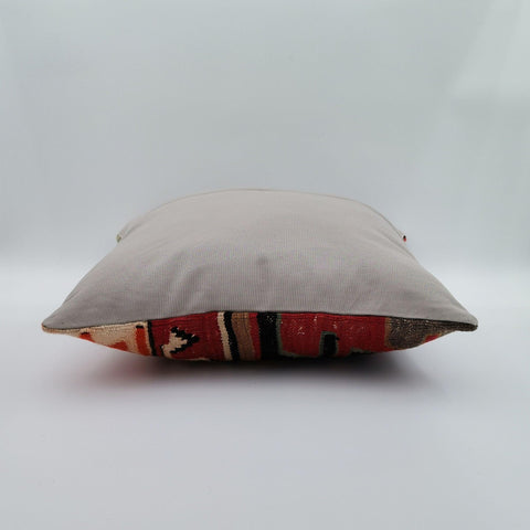 Turkish Kilim Pillow Cover|Abstract Design Kelim Cushion Case|Ottoman Rug Throw Pillow Top|Handwoven Anatolian Decor|Vintage Cushion 16x16