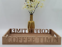 Unfinished Wooden Coffee Time Tray|Wooden Decor|Ready to Paint, Varnish, Decoupage|Custom Unfinished Wood DIY Supply|Housewarming Gift Tray