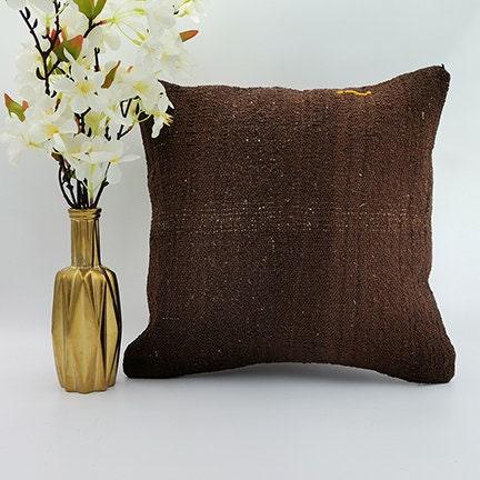Vintage Brown Hemp Throw Pillow Cover 16x16 – Akasia