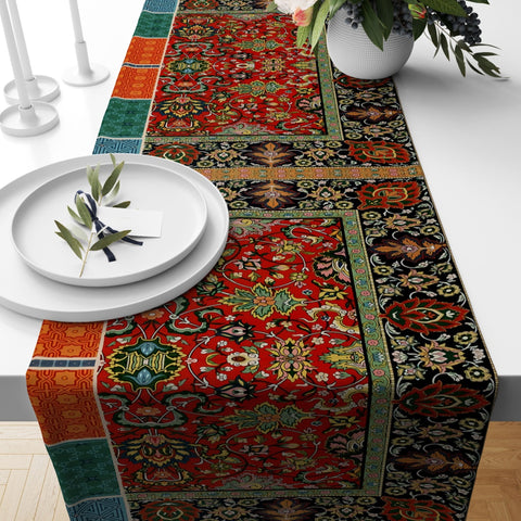Rustic Turkish Table Runner|Rug Kitchen Decor|Historical Runner|Kilim Kitchen Decor|Kilim Table Runner|Geometric Tabletop|Native Home Decor