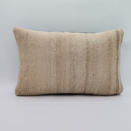 Hemp Pillow Cover|Beige Turkish Kelim Cushion Case|Soft Rug Lumbar Pillow Top|Handwoven Anatolian Home Decor|Vintage Cushion Cover 12x20