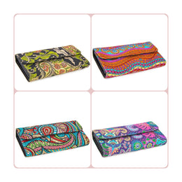 Boho Wallet with Carpet Pattern|Woven Folded Wallet|Women's Hanmade Wallet|Clutch Purse with Vegan Leather|Woven Rug Design Wallet For Women