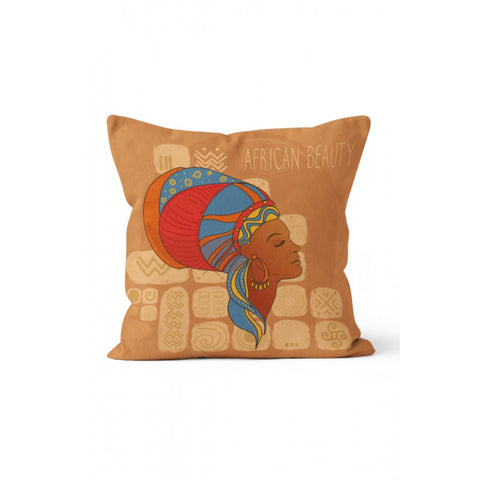 African Beauty Pillow Cover|Ethnic Cushion Case|Colorful African Girl Accent Cushion|Decorative Ethnic Throw Pillow Top|Authentic Home Decor