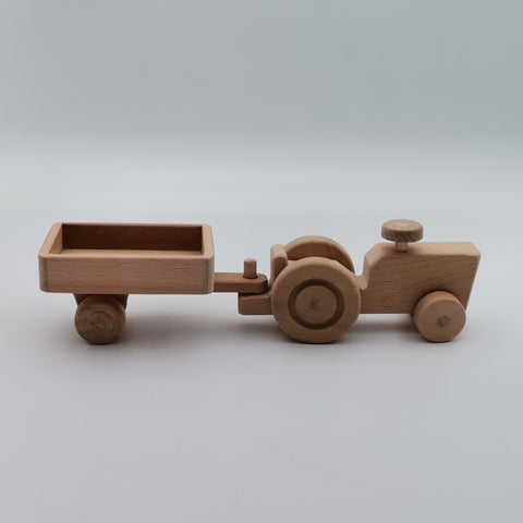 Wooden Farm Vehicle Set|Tractor Toy with Trailer|Toy For Toddlers|Push Toys|Natural Toy Gift For Kid|Waldorf Toys|Baby Shower Birthday Gift