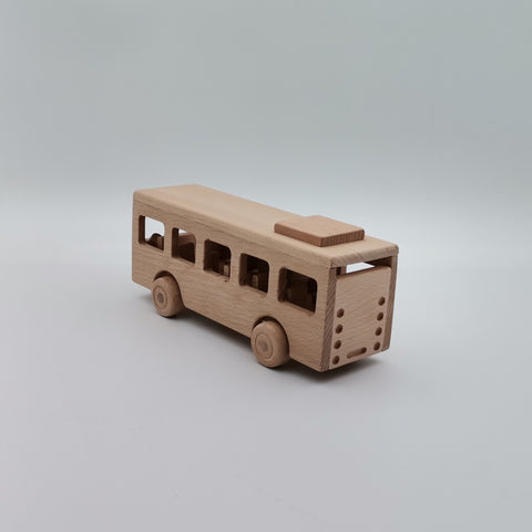 Wooden School Bus Toy|Montessori Natural Toy Gift For Kids|Toddler Push Toys|Waldorf Toys|Baby Shower Gift|Birthday Gift Toy For Toddlers