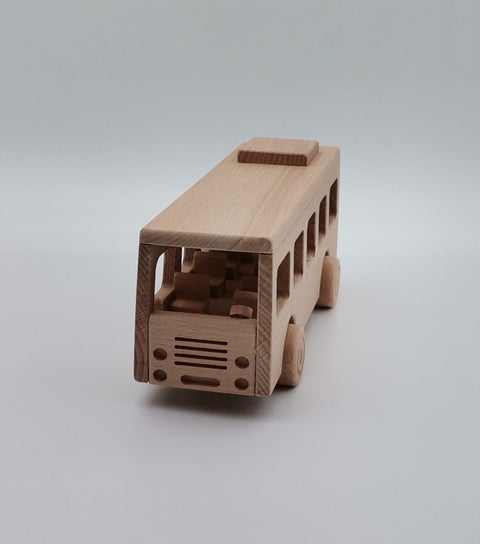 Wooden School Bus Toy|Montessori Natural Toy Gift For Kids|Toddler Push Toys|Waldorf Toys|Baby Shower Gift|Birthday Gift Toy For Toddlers