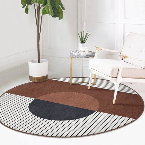 Abstract Onedraw Round Rug|Non-Slip Round Carpet|Geometric Circle Carpet|Abstract Area Rug|Modern Home Decor|Decorative Multi-Purpose Mat