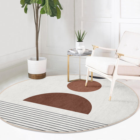 Abstract Onedraw Round Rug|Non-Slip Round Carpet|Geometric Circle Carpet|Abstract Area Rug|Modern Home Decor|Decorative Multi-Purpose Mat