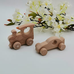 Set of 2 Wooden Locomotive and Car Push Toy|Wood Locomotive Toy|Wood Car Toy|Handmade Toy For Toddlers|Birthday Gift For Kids|Waldorf Toy