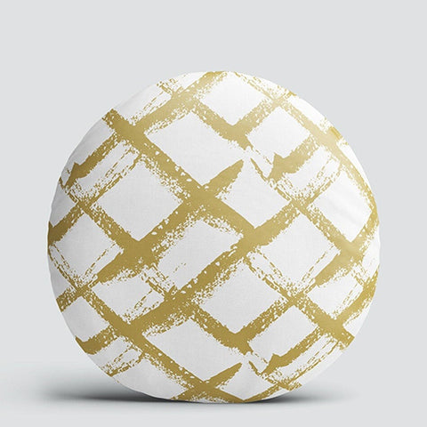 Set of 4 Abstract Round Pillow Case|Geometric Circle Pillow Cover|Decorative Gold Detailed Pillowtop|Outdoor Cushion Cover|Cozy Home Decor