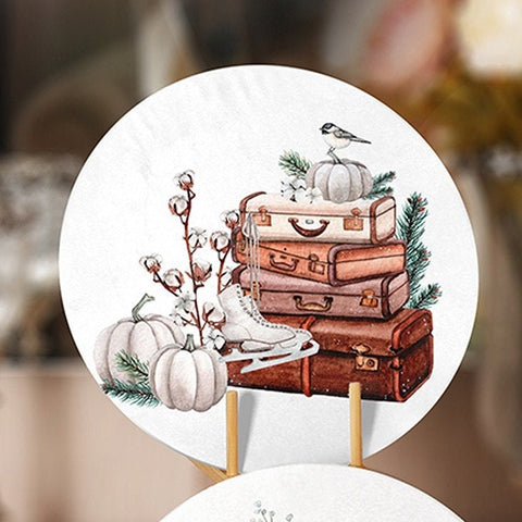 Fall Trend Placemat|Set of 4 Autumn Supla Table Mat|Farmhouse White Pumpkin and Bird Round Dining Underplate|Housewarming Pumpkin Coasters