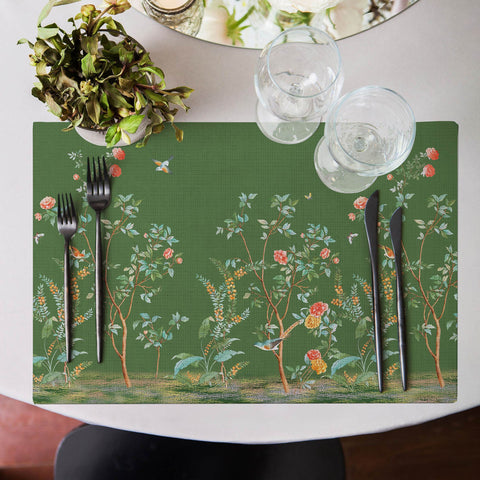 Set of 4 Floral Placemat|Summer Trend Table Mat|Floral Dining American Service|Decorative Underplate|Farmhouse Style Rectangle Coaster Set
