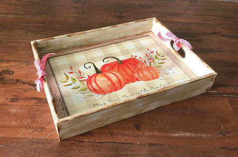 Thanksgiving Serving Tray|Fall Pumpkin Tray|Hand Painted Wooden Tray|Autumn Harvest Pumpkins|Halloween Home Decor|Custom Table Decor Gift