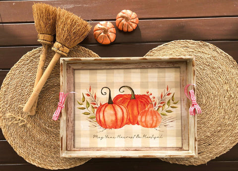 Thanksgiving Serving Tray|Fall Pumpkin Tray|Hand Painted Wooden Tray|Autumn Harvest Pumpkins|Halloween Home Decor|Custom Table Decor Gift