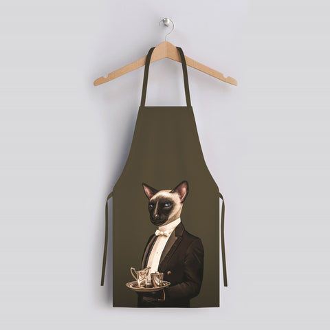 Royal Animal Kitchen Apron|Mr Rabbit Cooking Smock with Adjustable Neck and Waist Strap|Mr Cat Print Kitchen Pinafore Gift For Him or Her