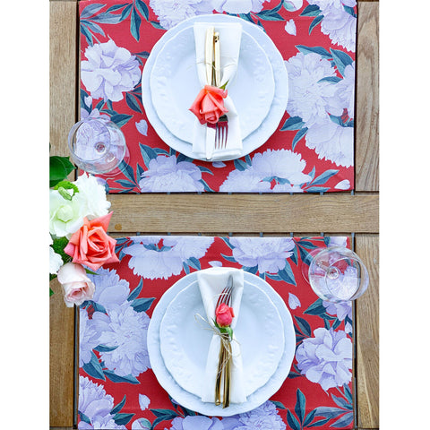 Set of 4 Couple Placemat|Decorative Table Mat|Man Woman Print Dining American Service|Floral Underplate|Farmhouse Style Rectangle Coaster